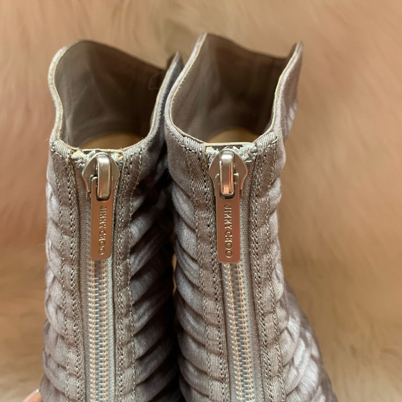 Rare JIMMY CHOO Logo Silver Gathered Booties - Picture 6 of 8
